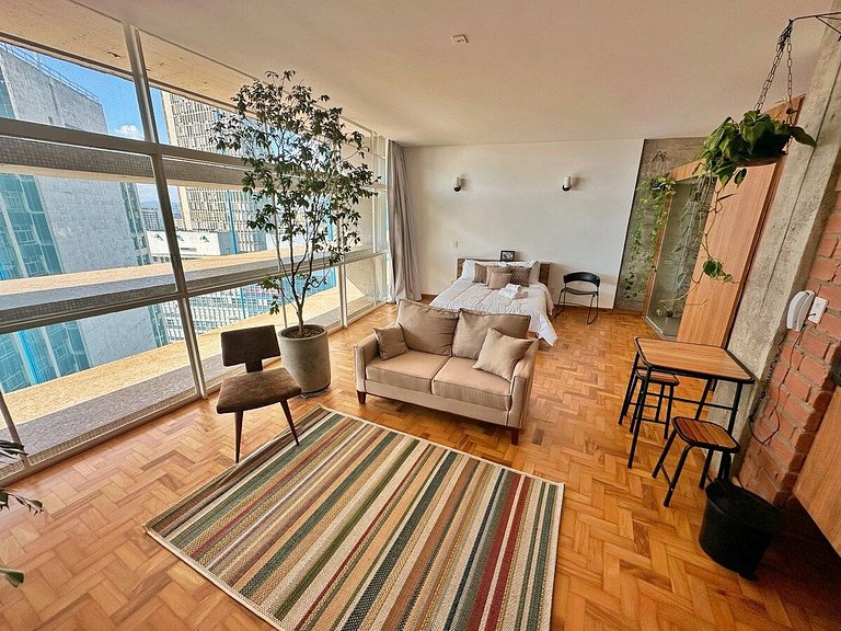 Studio espaçoso com conforto e estilo @Copan c/ Ar