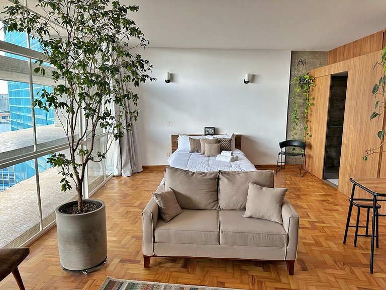 Studio espaçoso com conforto e estilo @Copan c/ Ar