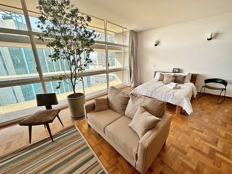 Studio espaçoso com conforto e estilo @Copan c/ Ar