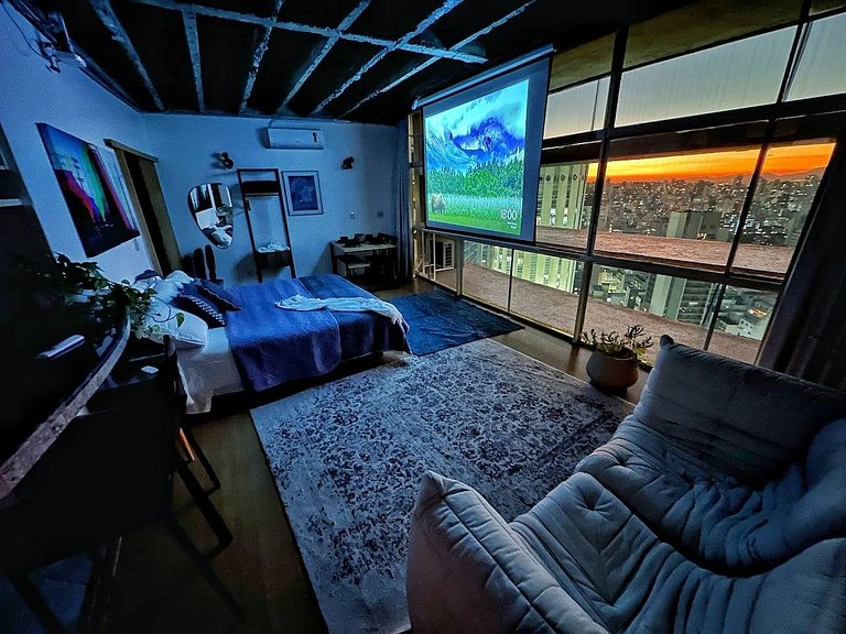 Por do Sol @ Copan - 27º Andar com Ar e Cama Queen