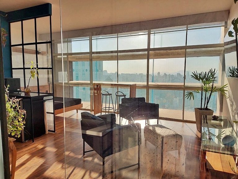 Studio moderno com por do sol no 27ª do Copan