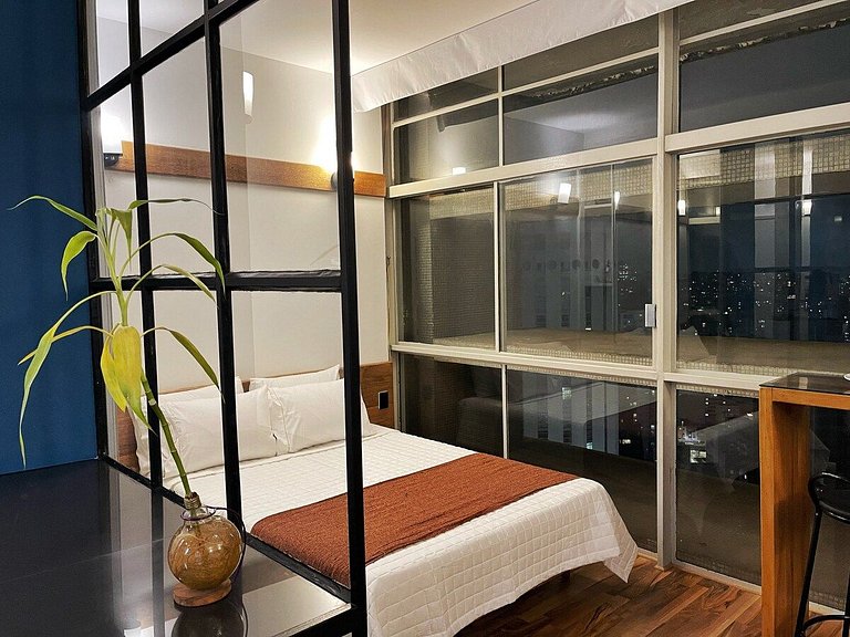 Studio moderno com por do sol no 27ª do Copan