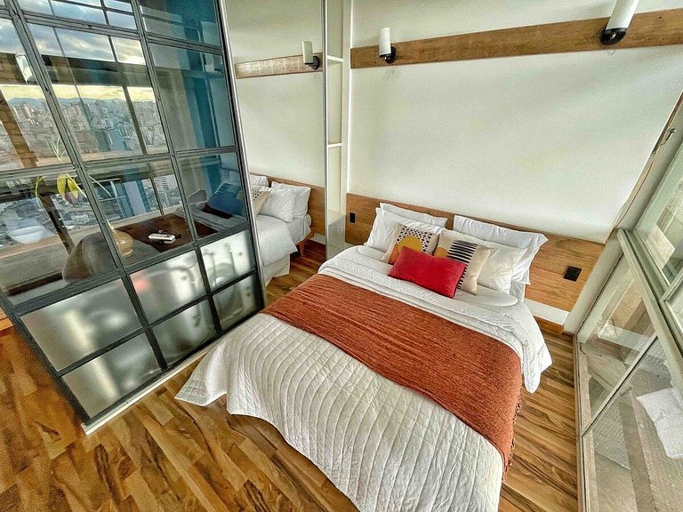 Studio moderno com por do sol no 27ª do Copan